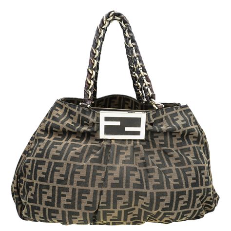 fendi mia large zucca bag tobacco